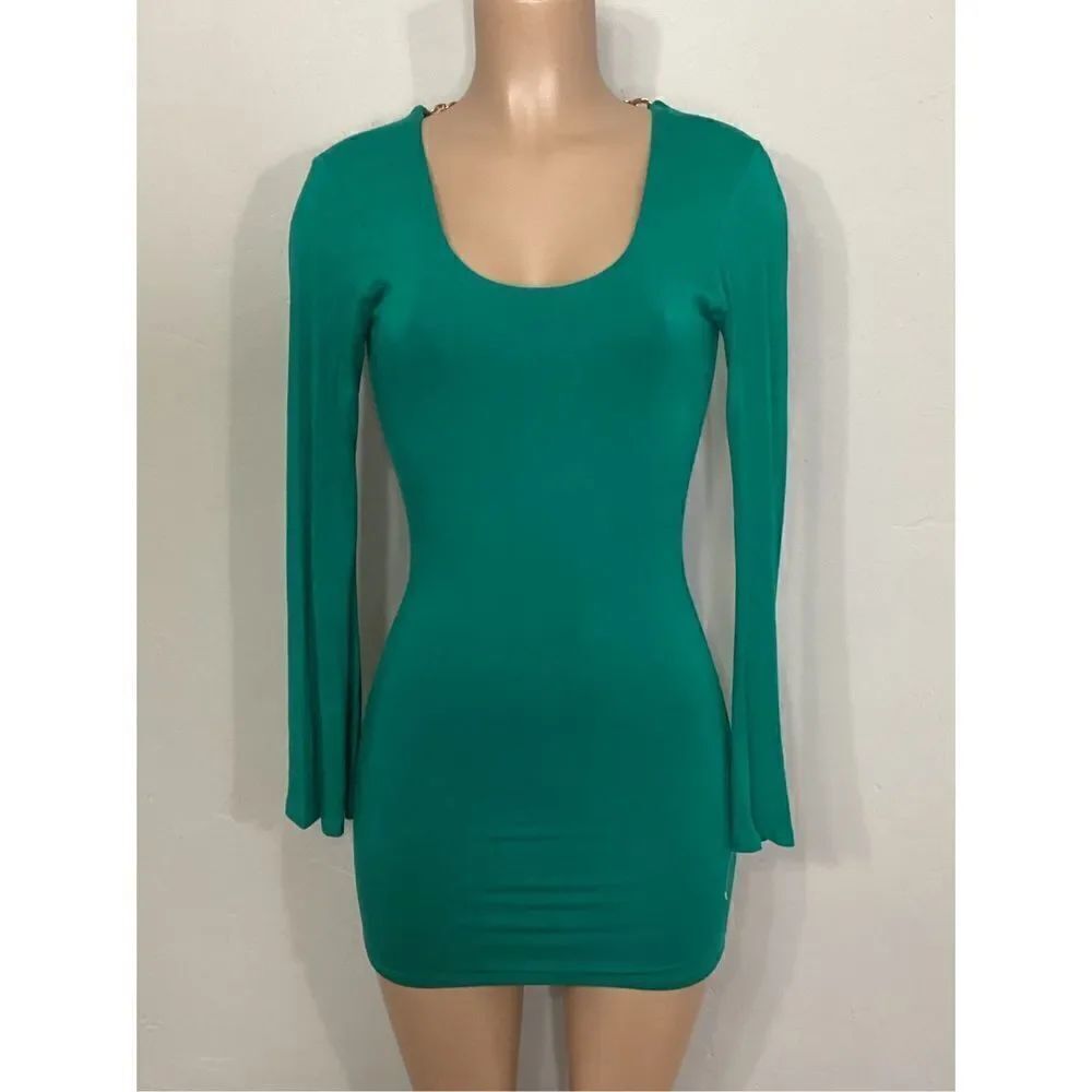 New. SKY long sleeve embellished Kelly green dress. RUNS SMALL. Normally $200 - Picture 2 of 8